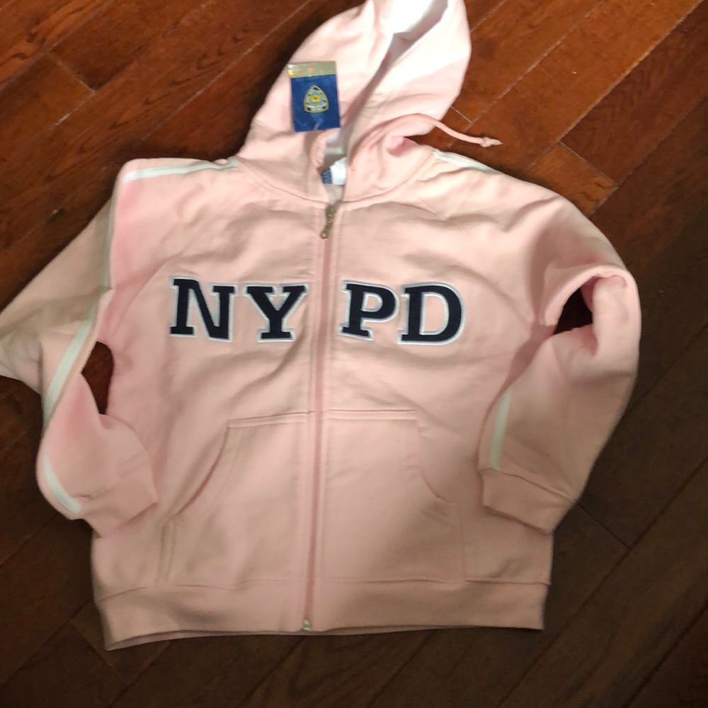 Licensed NYPD pink zip front hoodie /front pockets